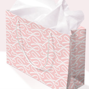 Adorable Bow Pattern Pink White Gift Bag