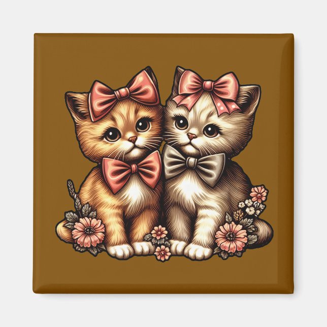 Adorable Bow-Tied Kittens Magnet (Front)