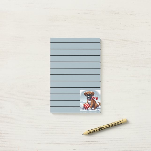 Adorable Boxer Puppy in Snowy Scenery Post-it Notes (On Desk)