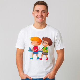 Adorable Boys Carrying Food Trays T-Shirt