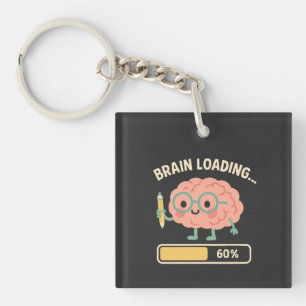 Adorable Brain Loading Illustration – 60% Study Keychain
