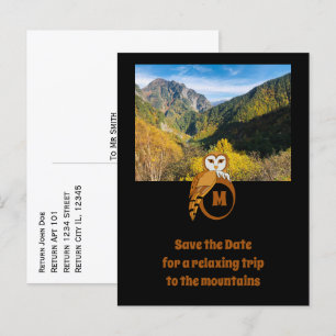Adorable British Owl Nesting on Monogram Egg Photo Invitation Postcard