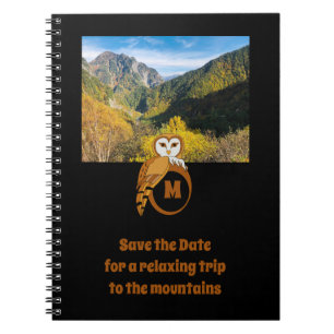 Adorable British Owl Nesting on Monogram Egg Photo Notebook