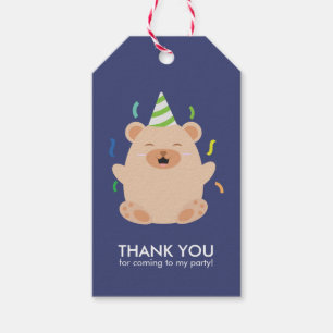 Adorable Brown Bear Kids Birthday Party Gift Tags