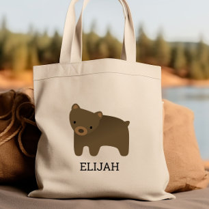 Adorable Brown Bear Kids' Personalized Tote Bag