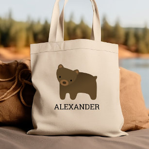 Adorable Brown Bear Kids' Personalized Tote Bag