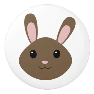 Adorable Brown Bunny Ceramic Knob