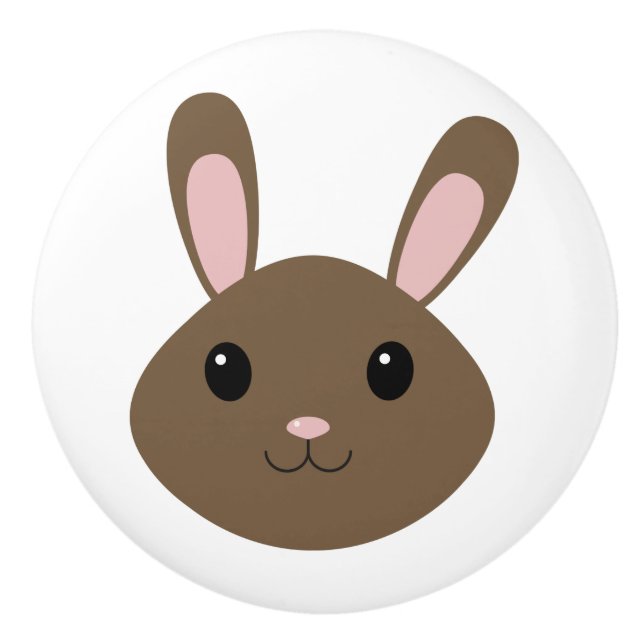 Adorable Brown Bunny Ceramic Knob (Front)