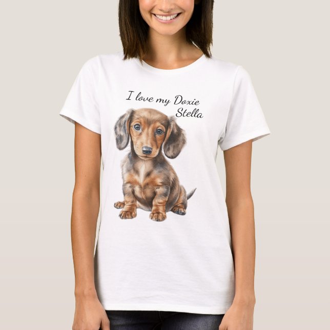 ADORABLE BROWN DACHSHUND PUPPY DOG T-Shirt (Front)
