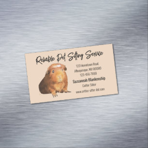 Adorable Brown Guinea Pig Photo Pet Sitter Magnetic Business Card