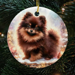 Adorable Brown Pomeranian Watercolor Christmas Ceramic Ornament<br><div class="desc">Capture the heartwarming essence of the season with our Adorable Brown Pomeranian Watercolor Christmas Ceramic Ornament. This charming decoration features a delightful watercolor portrayal of a chocolate brown Pomeranian,  making it a unique and endearing addition to your festive decor.</div>