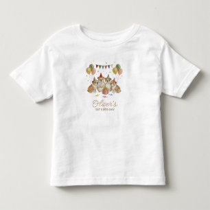 Adorable Brown Watercolor Bulldogs Birthday Toddler T-shirt