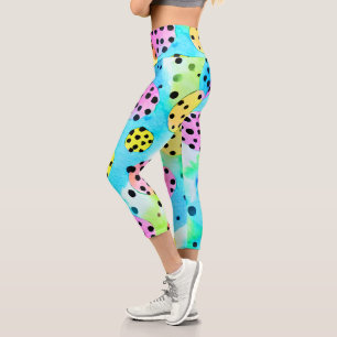 Adorable bubbles and dots Girly Blue pink yellow Capri Leggings