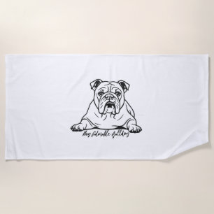 Adorable Bulldog Beach Towel