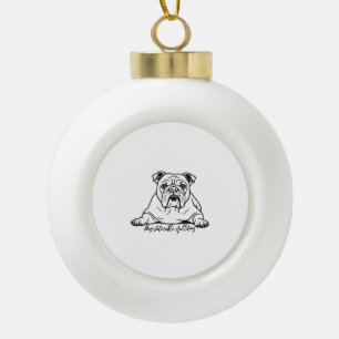 Adorable Bulldog Ceramic Ball Christmas Ornament
