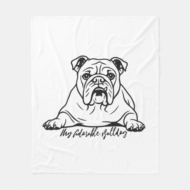 Adorable Bulldog Fleece Blanket (Front)