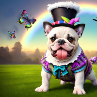 Adorable Bulldog Puppy Surreal Fantasy Art
