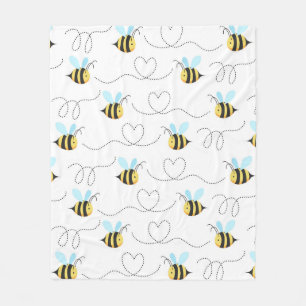 Adorable Bumble Bee Pattern Fleece Blanket