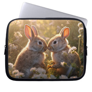 Adorable Bunnies in Spring Meadow Design Laptop Sleeve