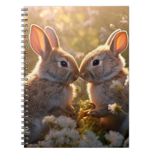 Adorable Bunnies in Spring Meadow Design Notebook
