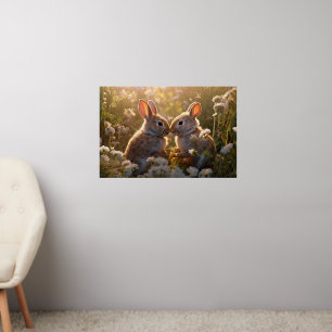 Adorable Bunnies in Spring Meadow Design Wall Decal