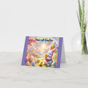 Adorable Bunny 1st Easter Holiday Card