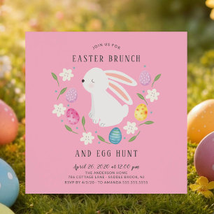 Adorable Bunny Easter Brunch & Egg Hunt Invitation