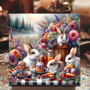 Adorable Bunny Easter Picnic Brunch Woodland Holiday Card