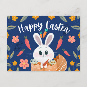 Adorable Bunny in Egg “Happy Easter” Spring  Holiday Postcard