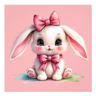Adorable Bunny in Pink  Photo Print
