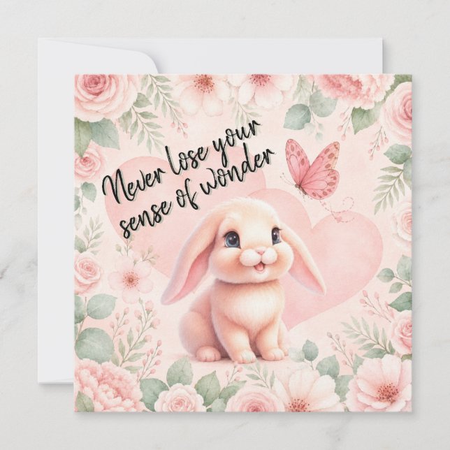 Adorable Bunny 'n Butterfly  Card (Front)