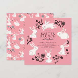 Adorable Bunny Party & Egg Hunt Easter Brunch Invitation