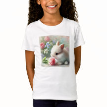 Adorable Bunny Pastel avec marguerites - T-shirt