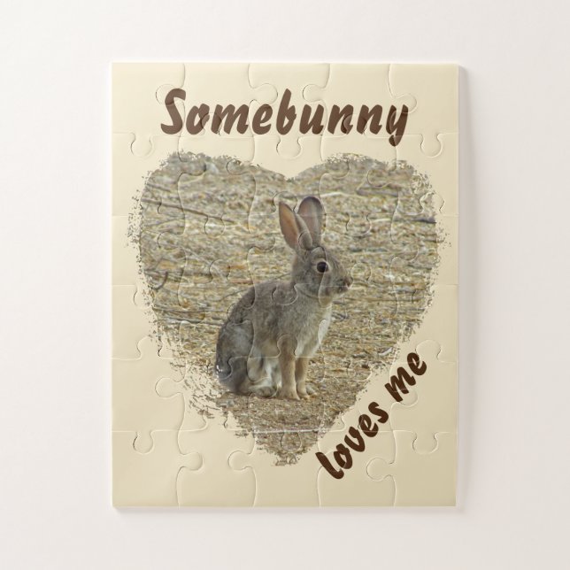 Adorable Bunny Photo Animal Pun Large Heart Jigsaw Puzzle (Vertical)