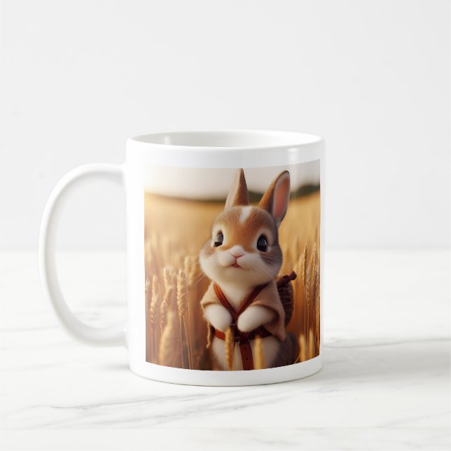 Adorable Bunny Plush Toile Mugs & Tasses (Gauche)