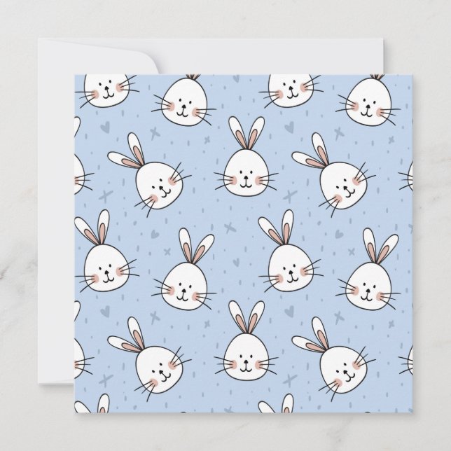 Adorable Bunny Rabbit Pattern Card (Front)
