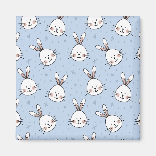 Adorable Bunny Rabbit Pattern Magnet (Front)