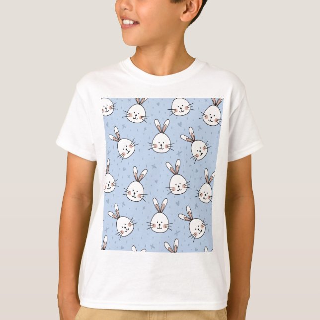 Adorable Bunny Rabbit Pattern T-Shirt (Front)