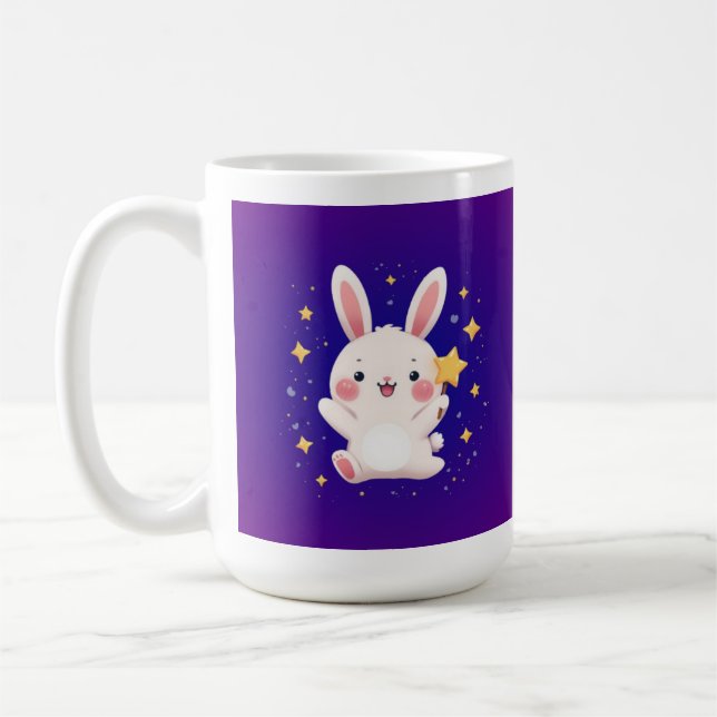 Adorable Bunny Star Mug – Kawaii Animal Coffee Cup (Left)