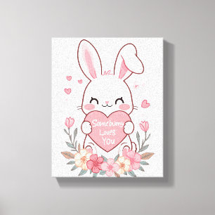 Adorable Bunny with a Love Heart Canvas Print