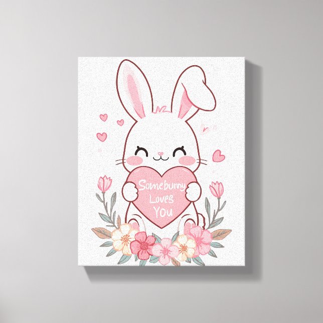 Adorable Bunny with a Love Heart Canvas Print (Front)