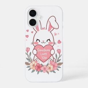 Adorable Bunny with a Love Heart iPhone 16 Case