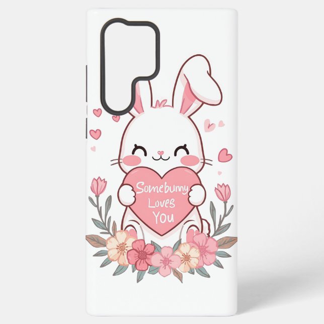 Adorable Bunny with a Love Heart Samsung Galaxy S22 Ultra Case (Back)