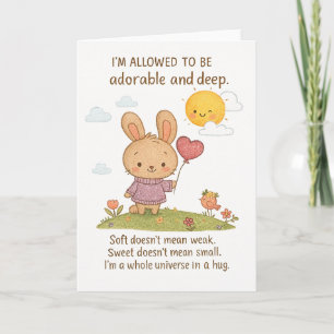 Adorable Bunny with Heart Balloon Encouragement Card