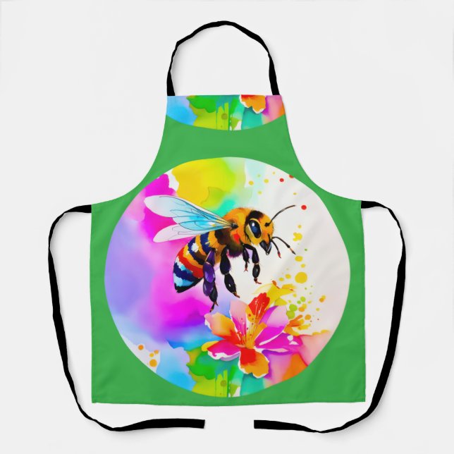 Adorable Busy Bee Watercolor Apron (Front)