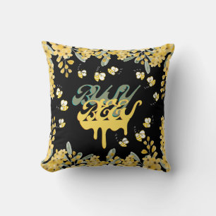 Adorable Busy Bees & Honey Drops Throw Pillow