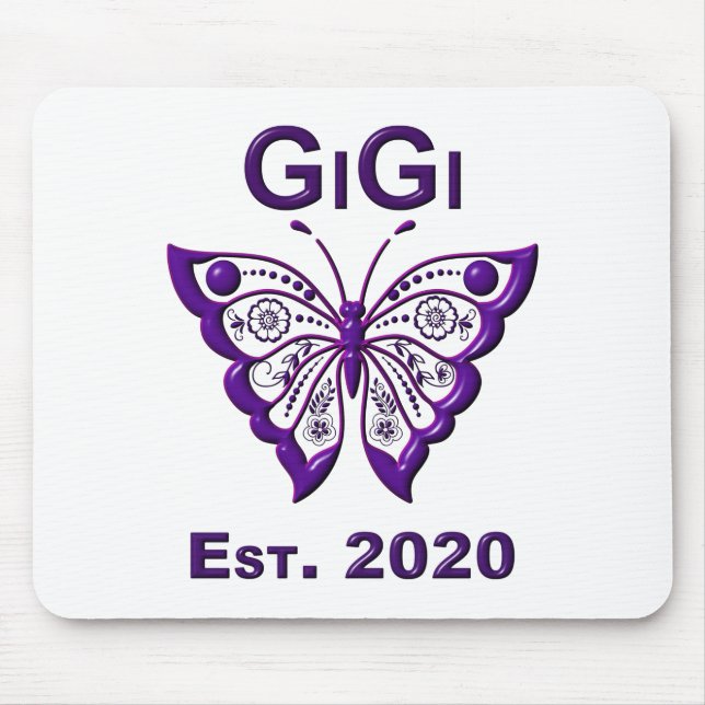 Adorable Butterfly Gigi “Est 2020” Mouse Pad (Front)
