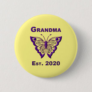 Adorable Butterfly Grandma “Est 2020” 2 Inch Round Button