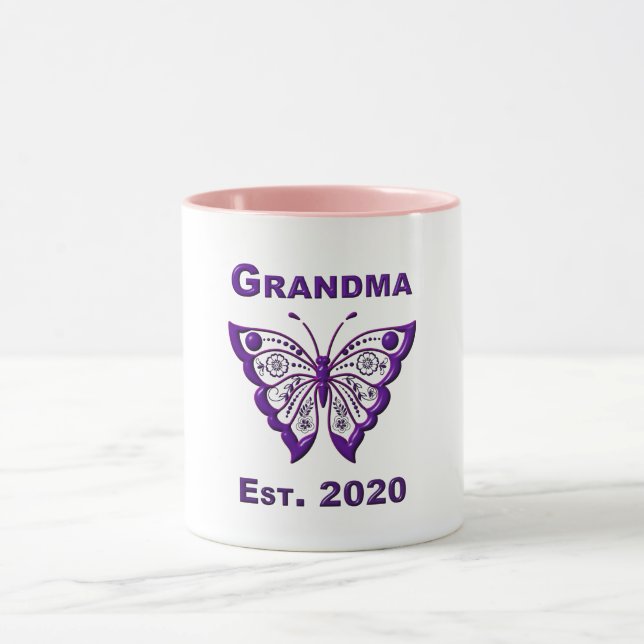 Adorable Butterfly Grandma “Est 2020” Mug (Center)