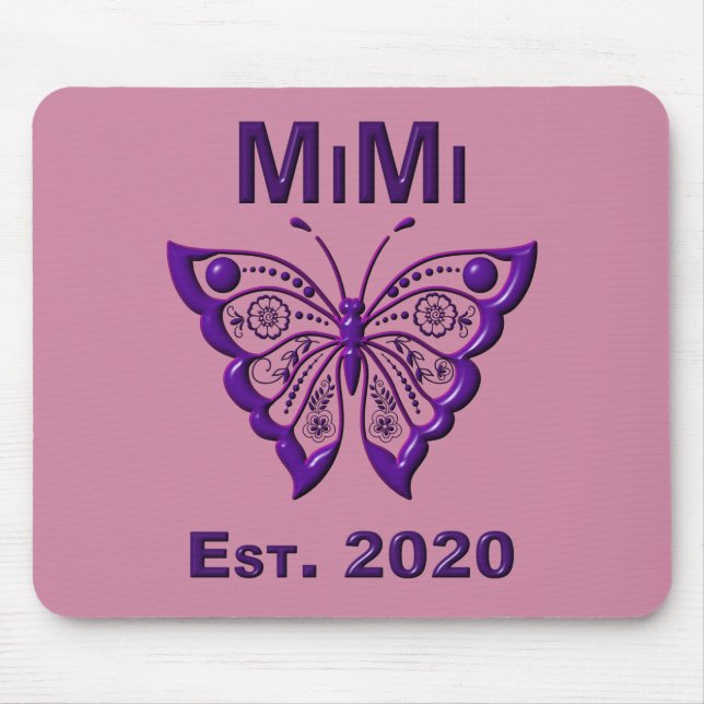 Adorable Butterfly Mimi “Est 2020” Mouse Pad (Front)